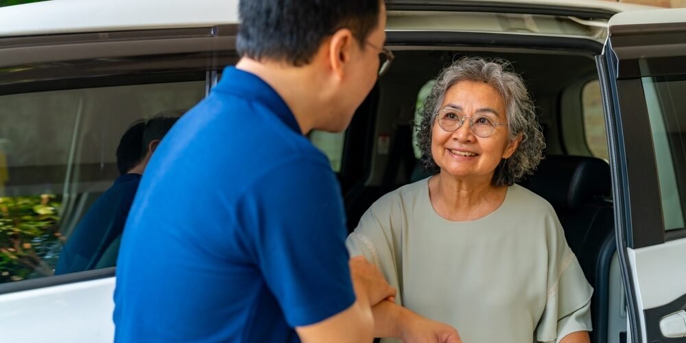 caregiver helping customer